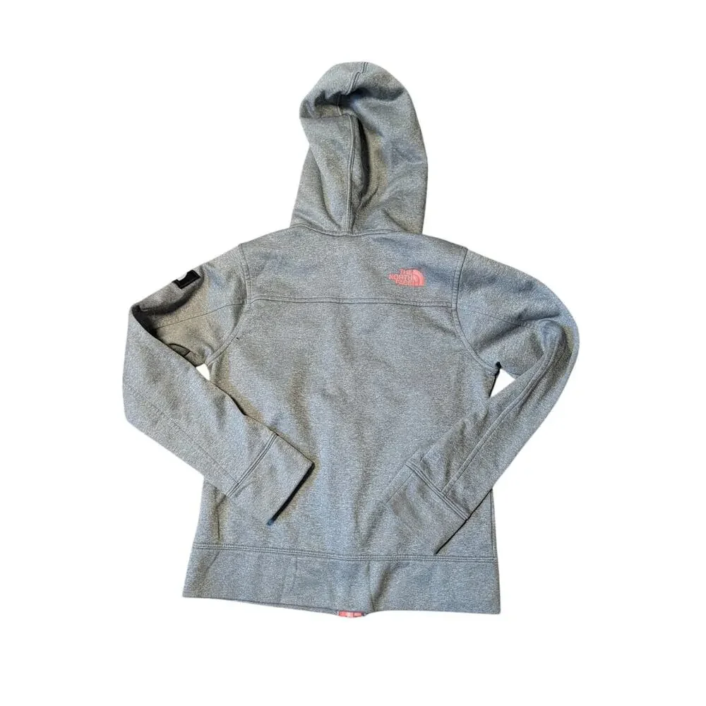 The North Face Girls Full Zip Fleece Hoodie Heather Gray Pink Size M 10/12